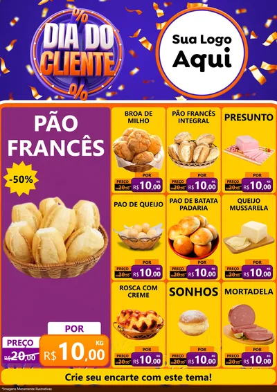 Modelo de Encarte para Encarte A4 Vertical com o tema Dia do Cliente para Padaria