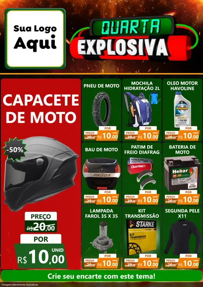 Modelo de Encarte para Encarte A4 Vertical com o tema Quarta Explosiva para Moto peças
