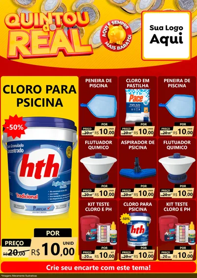 Modelo de Encarte para Encarte A4 Vertical com o tema Quintou do Real para Produtos para Piscina