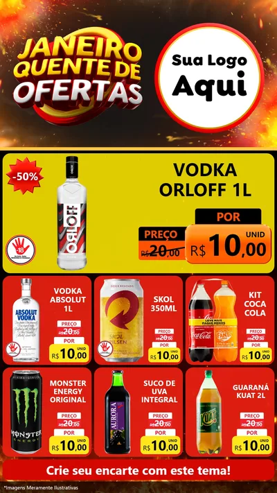 Modelo de Rede Social para Stories com o tema Janeiro Quente de Ofertas para Distribuidora de bebidas