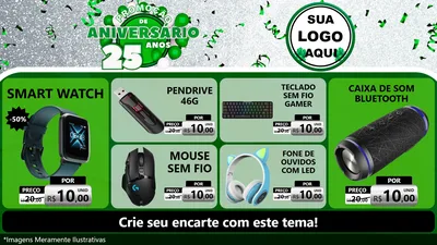 Modelo de TV para TV Horizontal com o tema Promoção de Aniversário - 25 Anos para Informática