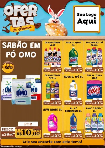Modelo de Encarte para Encarte A4 Vertical com o tema Ofertas de Páscoa para Produtos de Limpeza