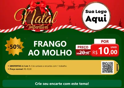 Modelo de Cartaz para Cartaz A4 Horizontal com o tema Natal Imperdível para Restaurante