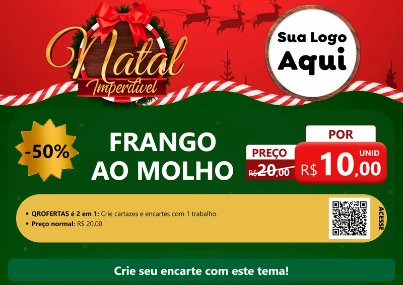 Modelo de Cartaz para Cartaz A4 Horizontal com o tema Natal Imperdível para Restaurante