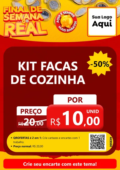 Modelo de Cartaz para Cartaz A4 Vertical com o tema Final de Semana do Real para Utilidades Domésticas