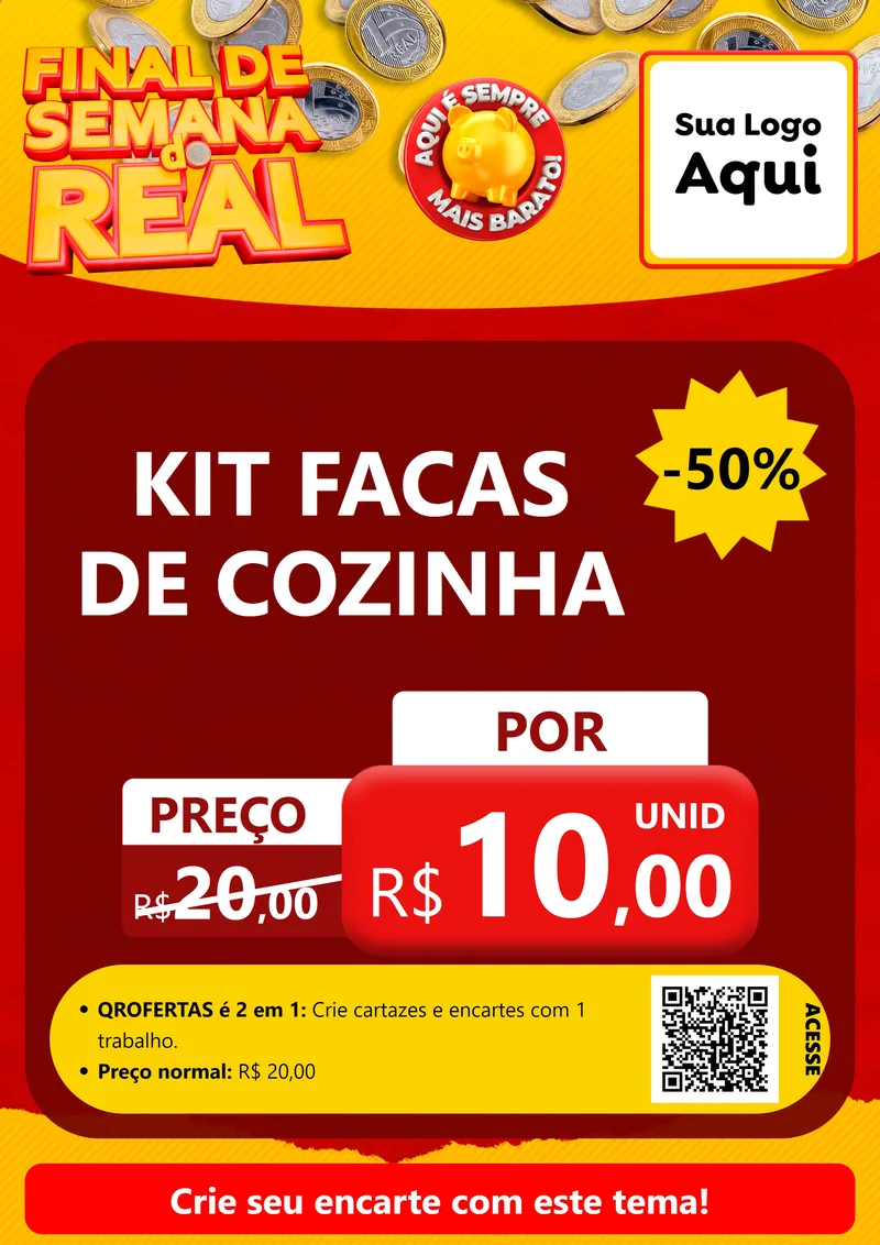 Modelo de Cartaz para Cartaz A4 Vertical com o tema Final de Semana do Real para Utilidades Domésticas