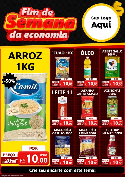 Modelo de Encarte para Encarte A4 Vertical com o tema Fim de Semana da Economia para Supermercado