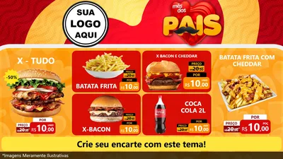 Modelo de TV para TV Horizontal com o tema Mês Dos Pais para Hamburgueria
