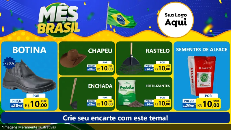Modelo de TV para TV Horizontal com o tema Mês do Brasil para Agropecuária