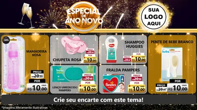Modelo de TV para TV Horizontal com o tema Especial de Ano Novo para Bebês