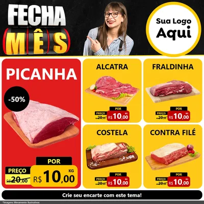 Modelo de Rede Social para Feed Facebook com o tema Fecha Mês para Açougue