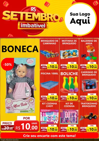 Modelo de Encarte para Encarte A4 Vertical com o tema Setembro Imbatível para Brinquedos