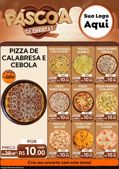 Modelo de Encarte para Encarte A4 Vertical com o tema Páscoa de Ofertas para Pizzaria