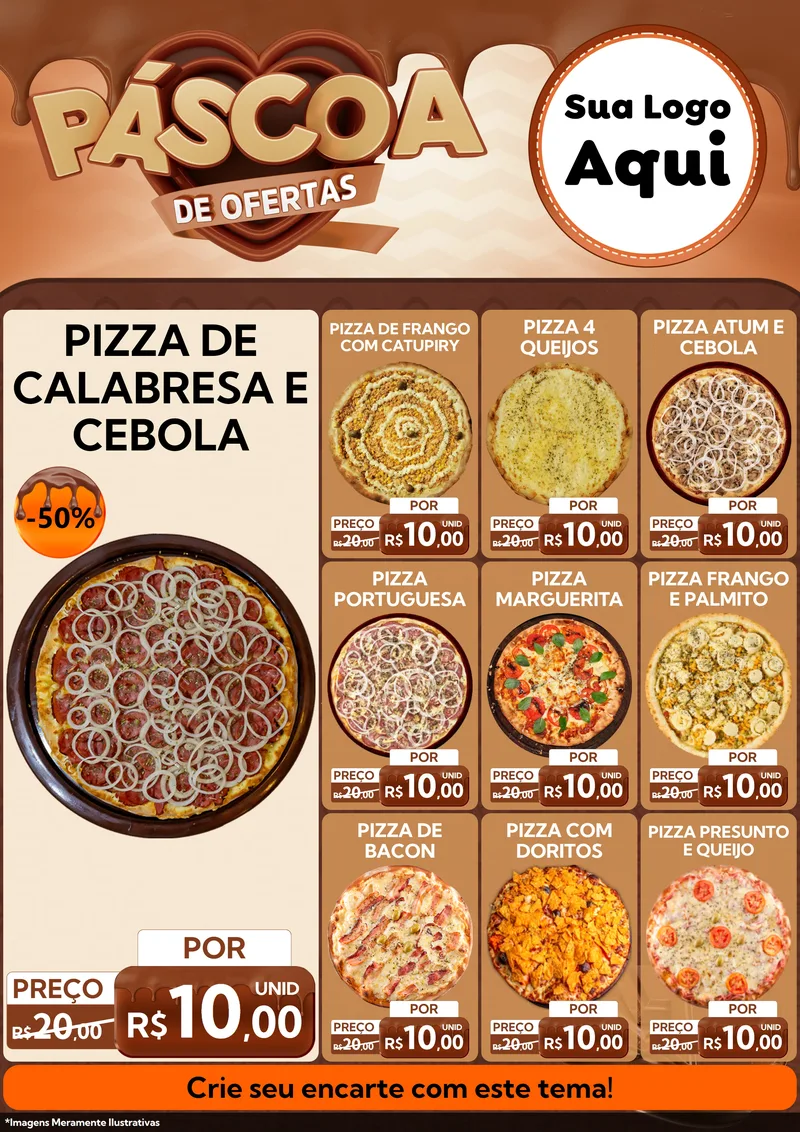 Modelo de Encarte para Encarte A4 Vertical com o tema Páscoa de Ofertas para Pizzaria