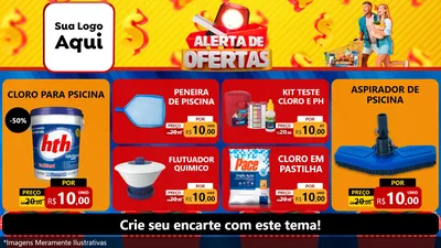 Modelo de TV para TV Horizontal com o tema Alerta de Ofertas para Produtos para Piscina