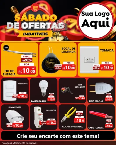 Modelo de Rede Social para Feed Instagram com o tema Sábado de Ofertas Imbatíveis para Materiais Elétricos