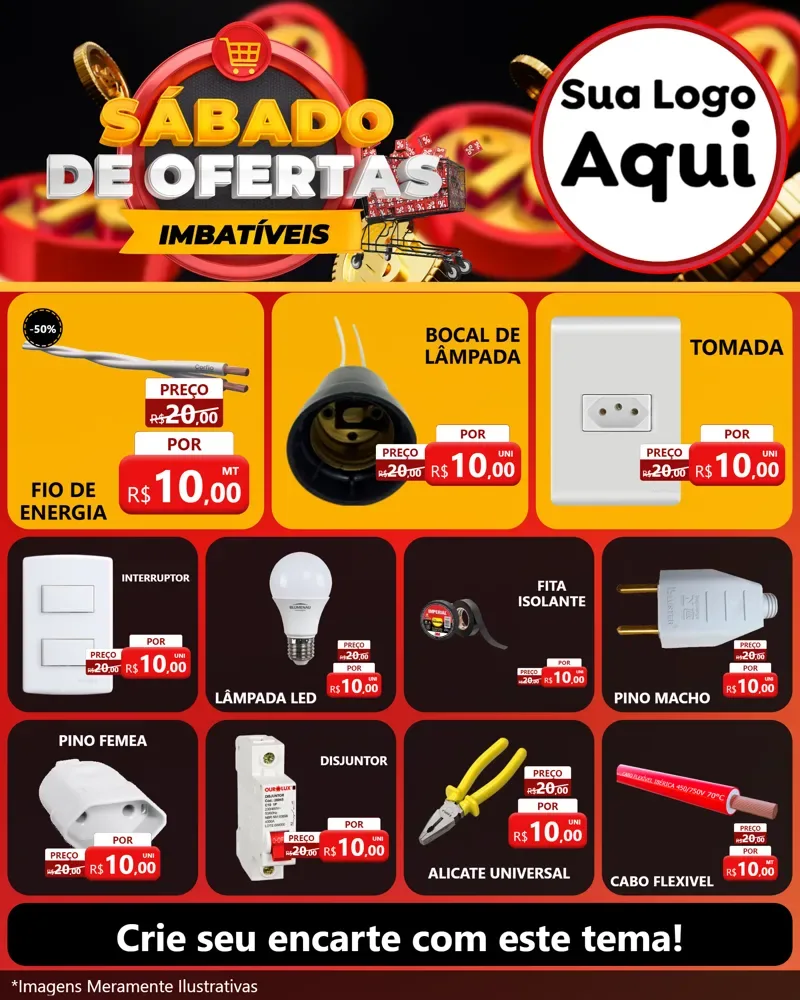 Modelo de Rede Social para Feed Instagram com o tema Sábado de Ofertas Imbatíveis para Materiais Elétricos