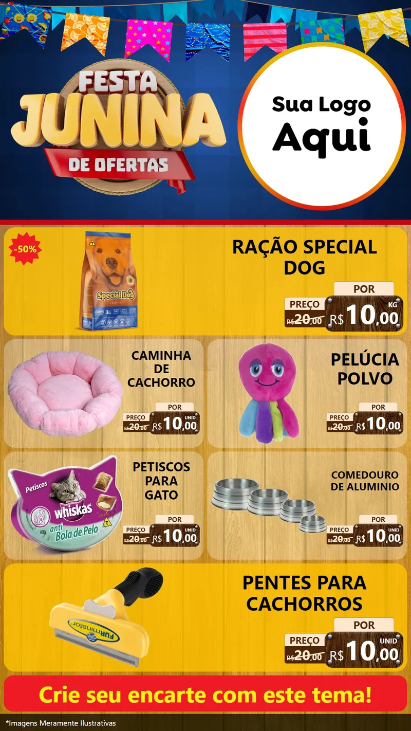 Modelo de TV para TV Vertical com o tema Festa Junina de Ofertas para Pet Shop