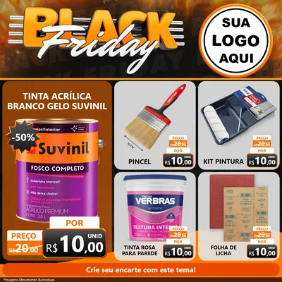Modelo de Rede Social para Feed Facebook com o tema Black Friday para Tintas e Ferramentas