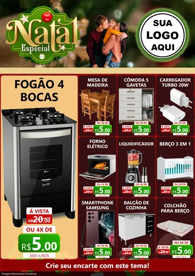 Modelo de Encarte para Encarte A4 Vertical com o tema Natal Especial para Móveis e Eletro