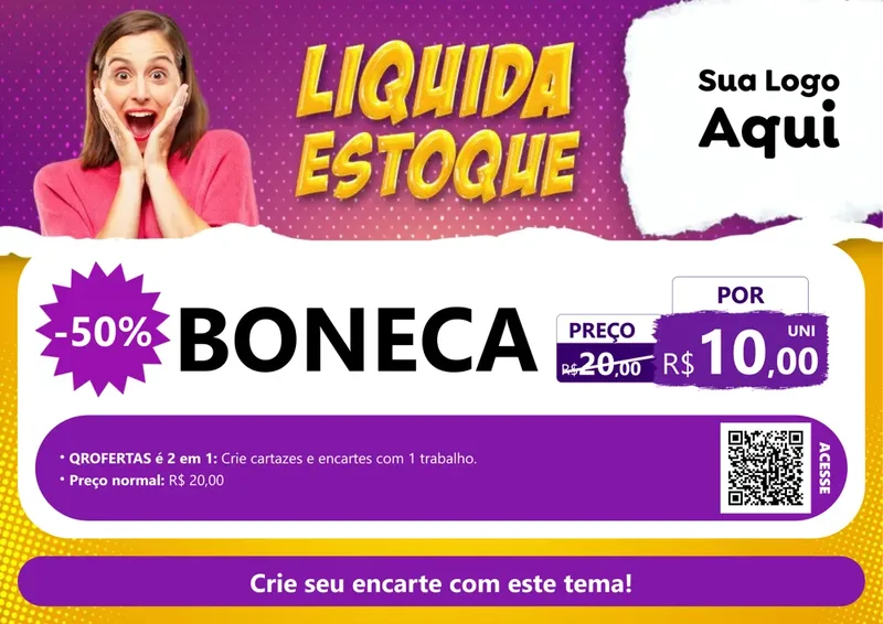 Modelo de Cartaz para Cartaz A4 Horizontal com o tema Liquida estoque para Brinquedos