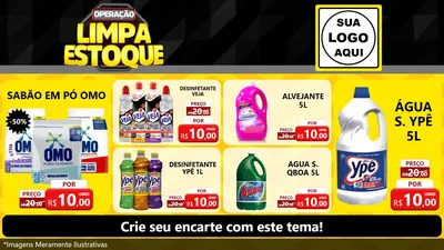 Modelo de TV para TV Horizontal com o tema Operação Limpa Estoque para Produtos de Limpeza