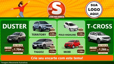 Modelo de TV para TV Horizontal com o tema Dia S - O Dia Mais Barato para Concessionaria de Carros
