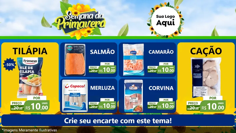 Modelo de TV para TV Horizontal com o tema Semana da Primavera para Peixaria