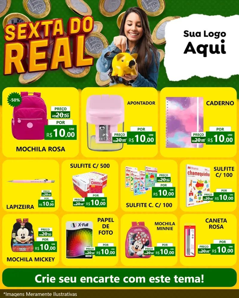 Modelo de Rede Social para Feed Instagram com o tema Sexta do Real para Papelaria