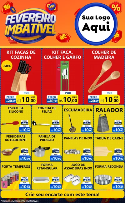 Modelo de Encarte para Encarte Grande com o tema Fevereiro Imbatível para Utilidades Domésticas