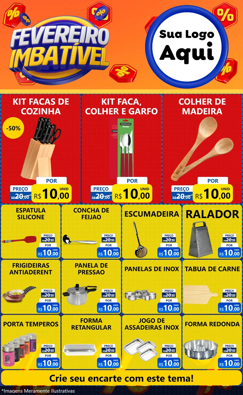 Modelo de Encarte para Encarte Grande com o tema Fevereiro Imbatível para Utilidades Domésticas