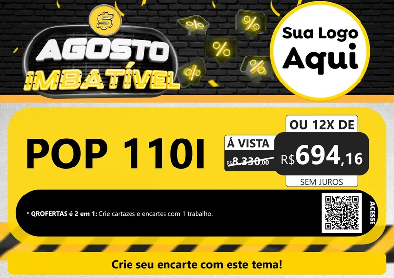 Modelo de Cartaz para Cartaz A4 Horizontal com o tema Agosto Imbatível para Concessionaria de Motos