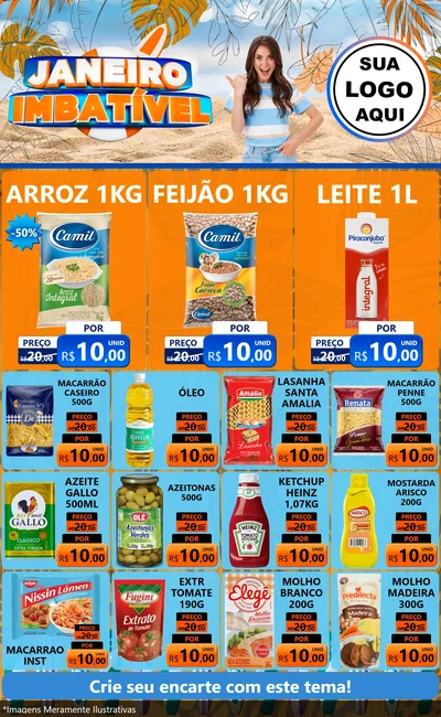 Modelo de Encarte para Encarte Grande com o tema Janeiro Imbatível para Supermercado