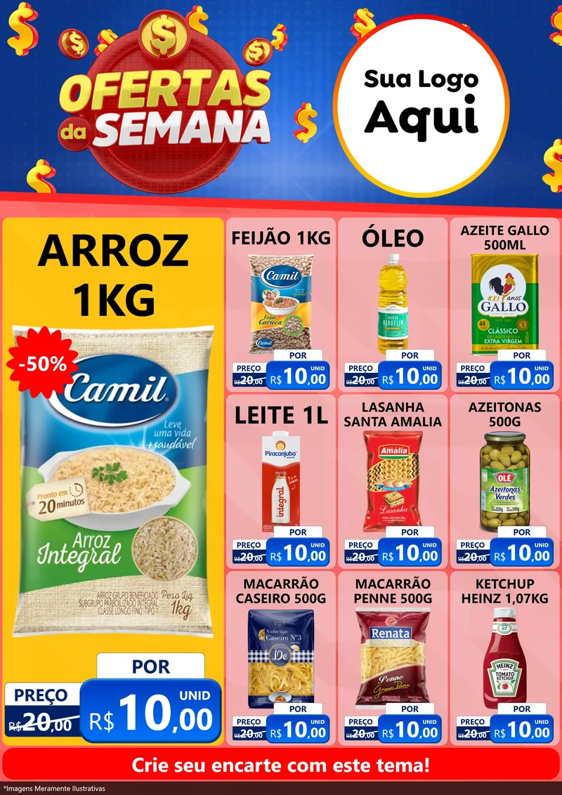 Modelo de Encarte para Encarte A4 Vertical com o tema Ofertas Da Semana para Supermercado