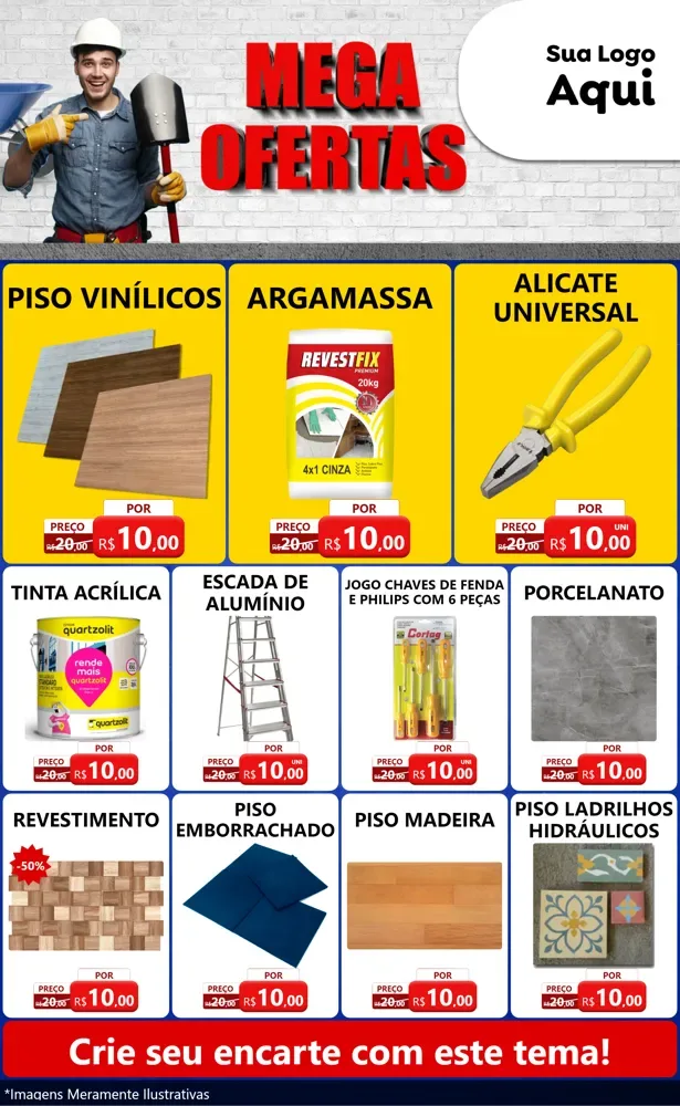 Modelo de Encarte para Encarte Grande com o tema Material de Construção para Material para Construção