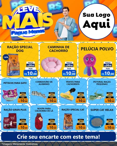 Modelo de Rede Social para Feed Instagram com o tema Leve Mais, Pague Menos para Pet Shop