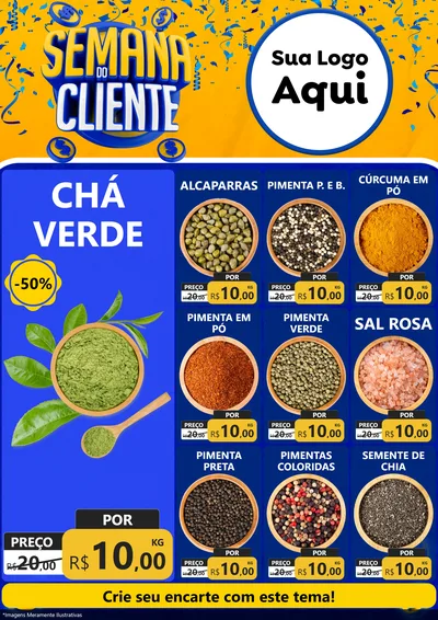 Modelo de Encarte para Encarte A4 Vertical com o tema Semana do Cliente para Produtos Naturais