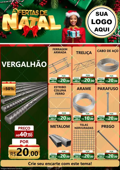 Modelo de Encarte para Encarte A4 Vertical com o tema Ofertas de Natal para Ferragens