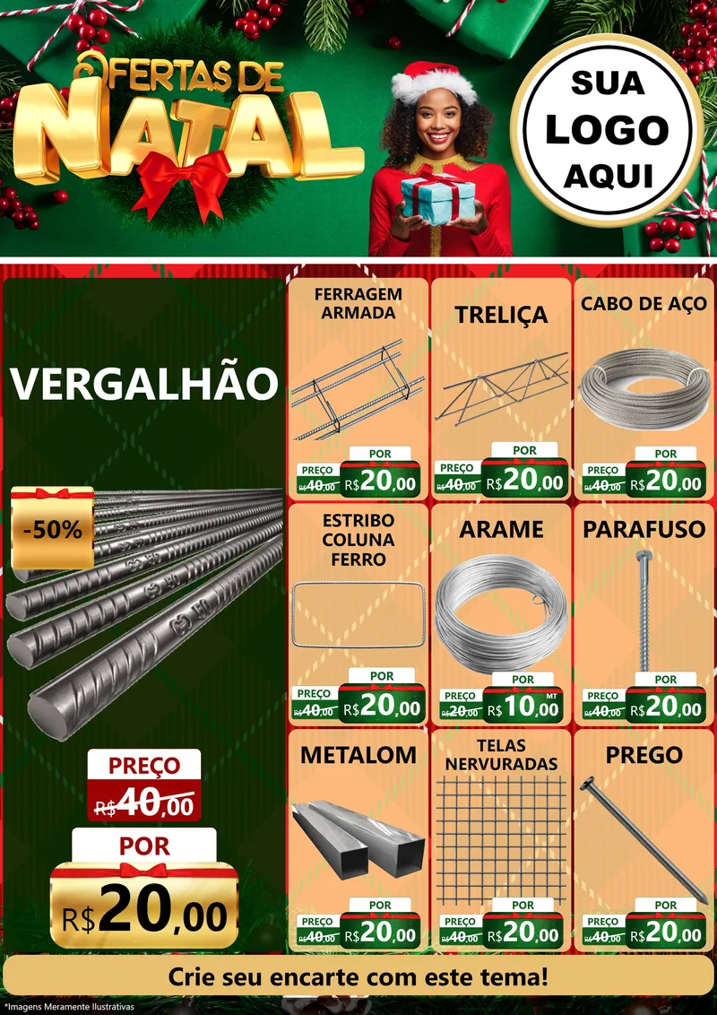 Modelo de Encarte para Encarte A4 Vertical com o tema Ofertas de Natal para Ferragens