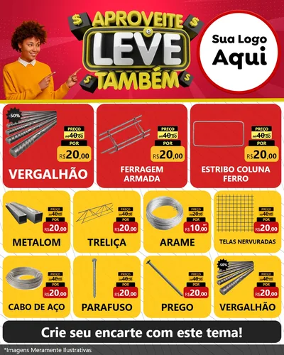 Modelo de Rede Social para Feed Instagram com o tema Aproveite e Leve Também para Ferragens