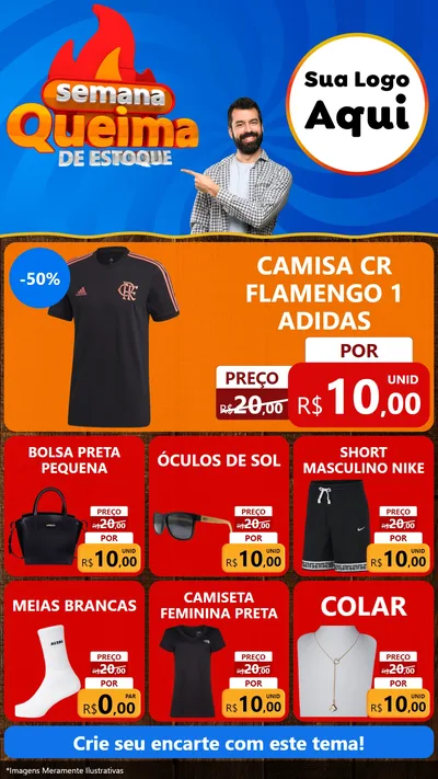 Modelo de Rede Social para Stories com o tema Semana Queima de Estoque para Roupas e acessórios
