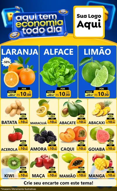 Modelo de Encarte para Encarte Grande com o tema Aqui Tem Economia Todo Dia para Hortifrúti