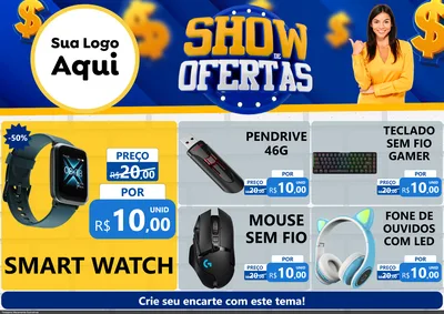 Modelo de Encarte para Encarte A4 Horizontal com o tema Show de Ofertas para Informática
