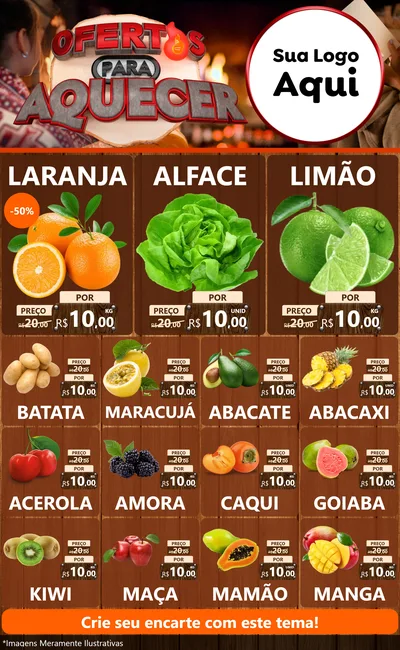 Modelo de Encarte para Encarte Grande com o tema Ofertas Para Aquecer para Hortifrúti