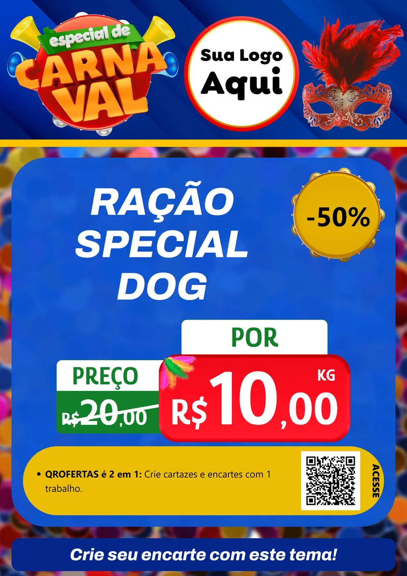 Modelo de Cartaz para Cartaz A4 Vertical com o tema Especial de Carnaval para Pet Shop