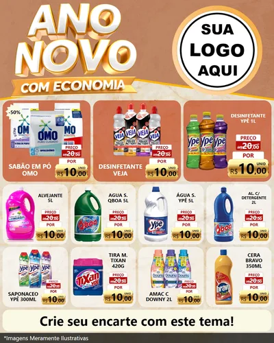 Modelo de Rede Social para Feed Instagram com o tema Ano Novo Com Economia para Produtos de Limpeza