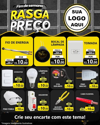 Modelo de Rede Social para Feed Instagram com o tema Fim de Semana Rasga Preço para Materiais Elétricos