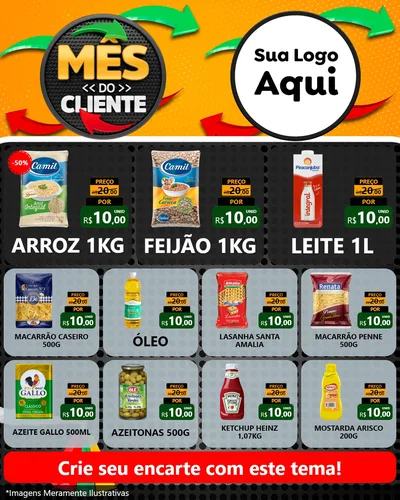 Modelo de Rede Social para Feed Instagram com o tema Mês do Cliente para Supermercado