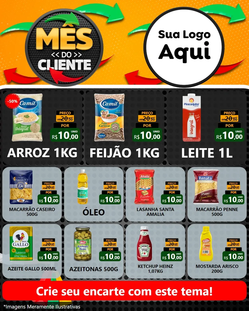 Modelo de Rede Social para Feed Instagram com o tema Mês do Cliente para Supermercado