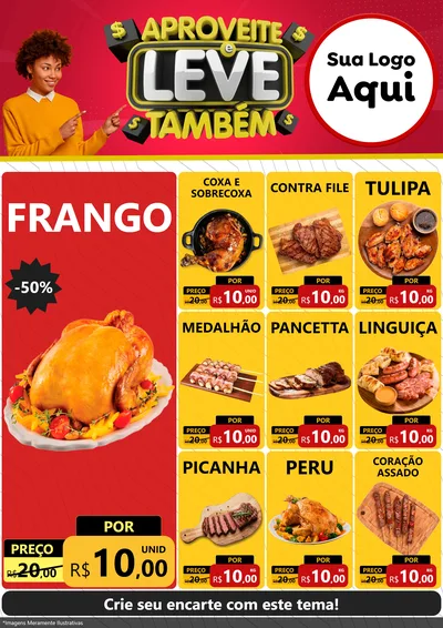 Modelo de Encarte para Encarte A4 Vertical com o tema Aproveite e Leve Também para Assados